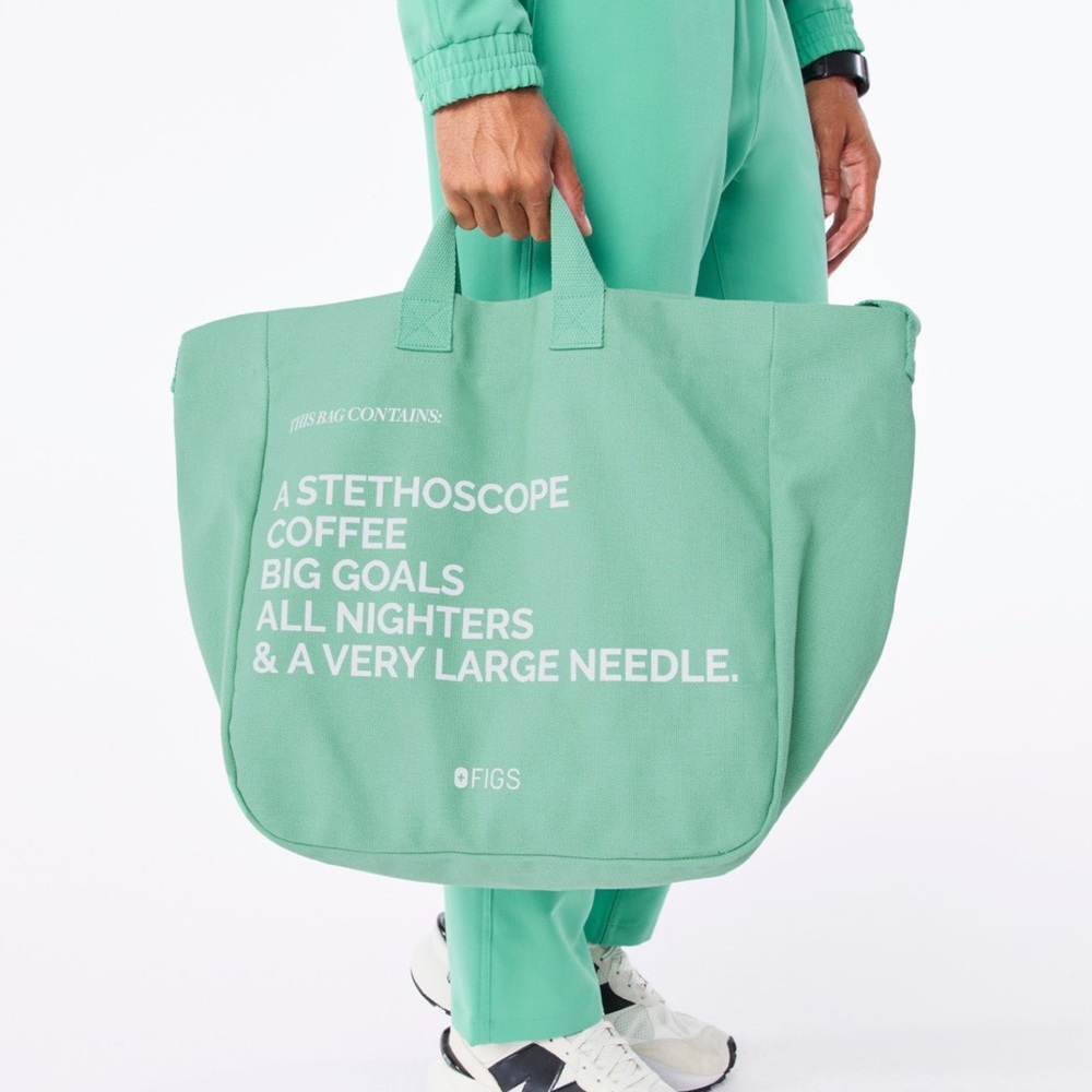 Figs Canvas A Very Large Needle Tote Bag in Surgical Green - Picture 7 of 7